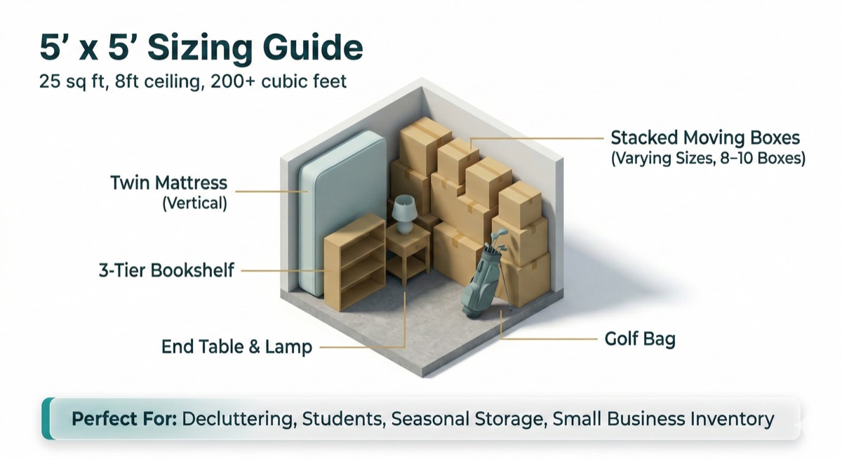 5×5 storage unit sizing guide — fits A large closet